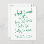 Schönes Script Irish Proverb St. Patrick's Day Postkarte (Vorne/Hinten)