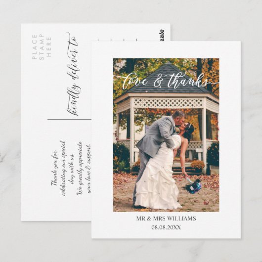 Schönes Script-Liebe & Dankeschön-Wedding-Foto Postkarte (Vorne/Hinten)