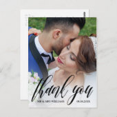 Schönes Script Overlay Wedding Foto Vielen Dank Postkarte (Vorne/Hinten)