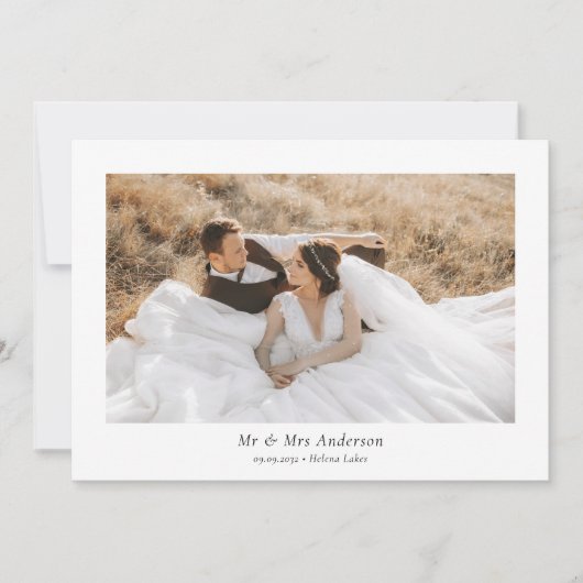 Schönes Script-Wedding-Foto Dankeskarte (Vorderseite)