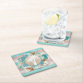 Schönes Seashell- und Stranddesign Rechteckiger Pappuntersetzer (Vor Ort)