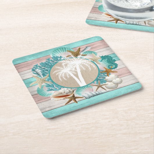 Schönes Seashell- und Stranddesign Rechteckiger Pappuntersetzer (angewinkelt)