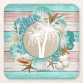 Schönes Seashell- und Stranddesign Rechteckiger Pappuntersetzer (Vorderseite)