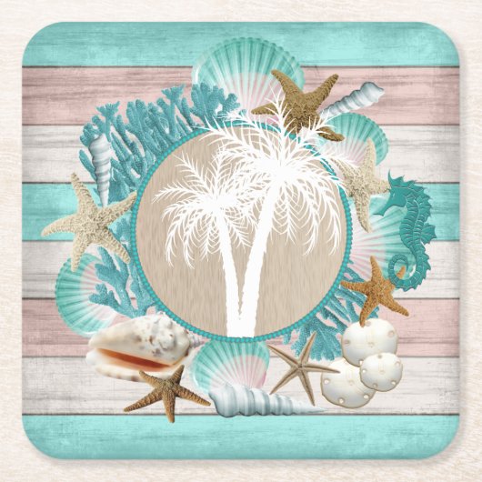 Schönes Seashell- und Stranddesign Rechteckiger Pappuntersetzer (Vorderseite)