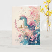 Schönes Seepferd in einem farbenfrohen Meer Karte (Gelbe Blume)