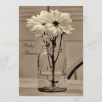 Schönes Sepia-Weckglas u. Gänseblümchen-Babyparty