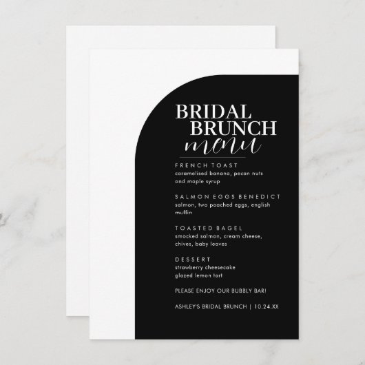 Schönes Serial Minimal Text Bridal Brunch Menü Menükarte (Vorne/Hinten)