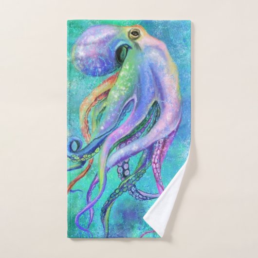 Schönes Set mit Farbtopus Badetuch (Handtuch)