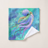 Schönes Set mit Farbtopus Badetuch (Waschlappen)