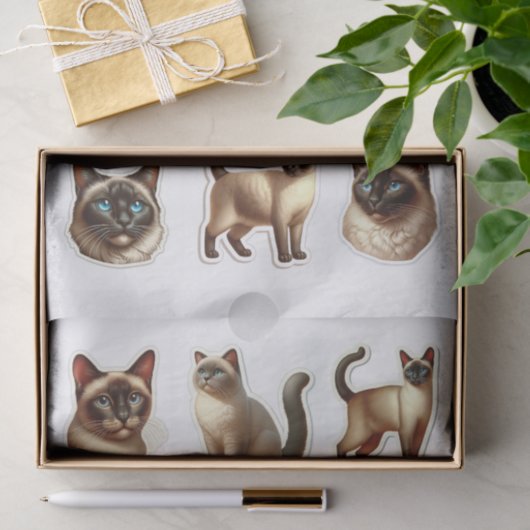 Schönes Set von Siamkatzen Fussy Cuts Seidenpapier (Geschenk)