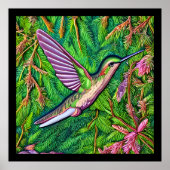 Schönes Shabby Chic Klein Hummingbird. Poster (Vorne)