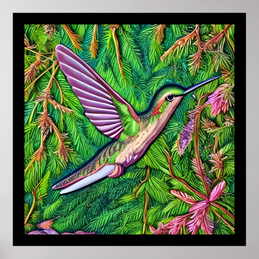 Schönes Shabby Chic Klein Hummingbird. Poster (Vorne)