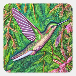 Schönes Shabby Chic Klein Hummingbird. Quadratischer Aufkleber