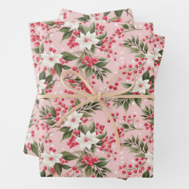 Schönes Shabby Chic Rosa Weihnachten Geschenkpapier Set