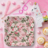 Schönes Shabby Chic Rosa Weihnachten Pappteller (Party)