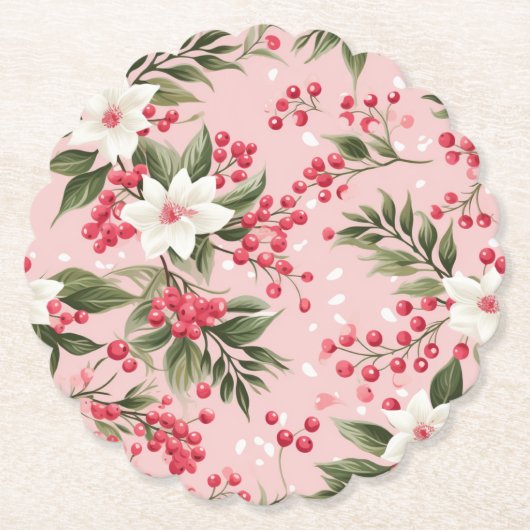 Schönes Shabby Chic Rosa Weihnachten Untersetzer (Vorderseite)