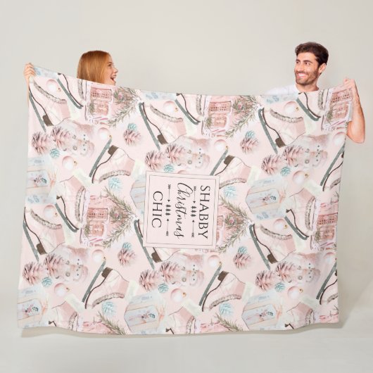 Schönes Shabby Chic Rosa Weihnachtsmuster Fleecedecke (Beispiel)