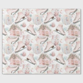 Schönes Shabby Chic Rosa Weihnachtsmuster Geschenkpapier (Flach)