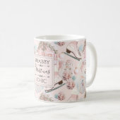 Schönes Shabby Chic Rosa Weihnachtsmuster Kaffeetasse (VorderseiteRechts)