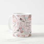Schönes Shabby Chic Rosa Weihnachtsmuster Kaffeetasse (Vorderseite Links)