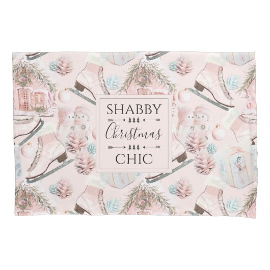 Schönes Shabby Chic Rosa Weihnachtsmuster Kissenbezug (Vorderseite)