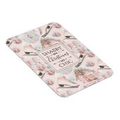 Schönes Shabby Chic Rosa Weihnachtsmuster Magnet (Rechte Seite)