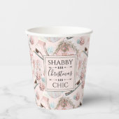 Schönes Shabby Chic Rosa Weihnachtsmuster Pappbecher (Vorderseite)