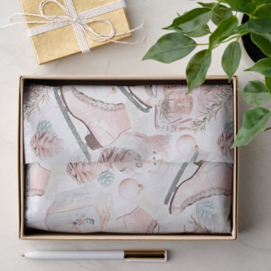 Schönes Shabby Chic Rosa Weihnachtsmuster Seidenpapier (Geschenk)