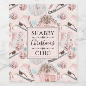 Schönes Shabby Chic Rosa Weihnachtsmuster Weinetikett (Einzelnes Label)