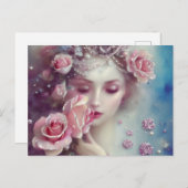 Schönes Shabby Chic Vintage Frühe Rose Girl Postkarte (Vorne/Hinten)