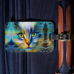 Schönes siamesisches Kitten blaues grünes Gold Gepäckanhänger