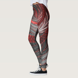 Schönes Silber und rote Fraktalvampire-Skalen Leggings