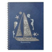 Schönes Silberboot & Beach Dinge Eleganter Chic Notizblock (Vorderseite)