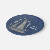 Schönes Silberboot & Beach Dinge Elegantes Party Pappteller (Schrägansicht)