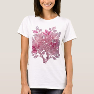 Schönes Silbernes GLÄNZENDE BLÄTTER Grafik T-Shirt