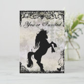 Schönes Silhouette Pferd Geburtstag Einladung (Stehend Vorderseite)