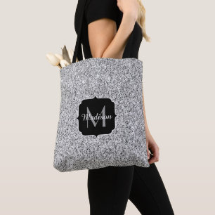 Schönes Silver Glitzer Glitzern Monogram Tasche