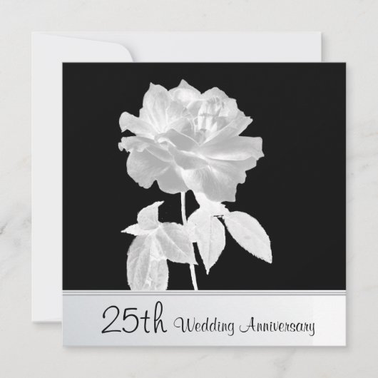 Schönes Silver Rose 25. Hochzeitstag Party Einladung (Vorderseite)