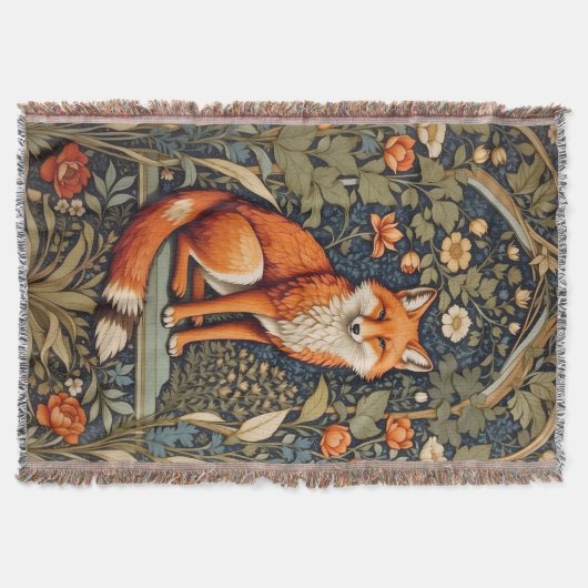 Schönes Sitzen Red Fox William Morris Inspiriert Decke (Vorderseite)