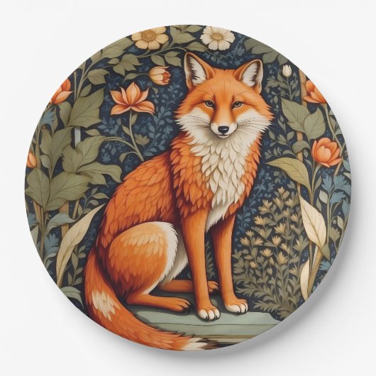 Schönes Sitzen Red Fox William Morris Inspiriert Pappteller (Vorderseite)