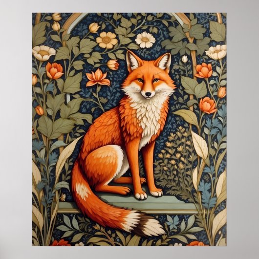 Schönes Sitzen Red Fox William Morris Inspiriert Poster (Vorne)