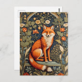 Schönes Sitzen Red Fox William Morris Inspiriert Postkarte (Vorne/Hinten)