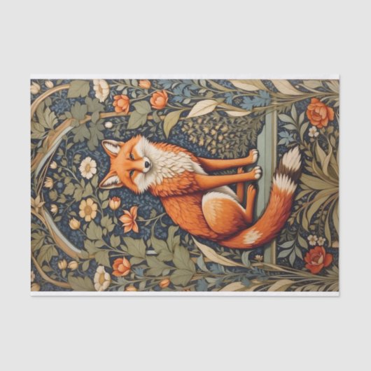 Schönes Sitzen Red Fox William Morris Inspiriert Seidenpapier (Vorderseite)