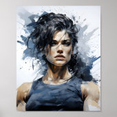 Schönes Skizzenportrait von Bodybuilder Poster (Vorne)