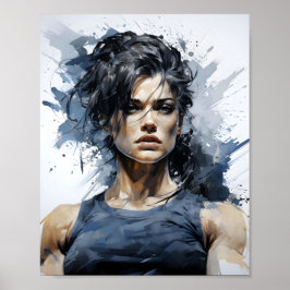 Schönes Skizzenportrait von Bodybuilder Poster