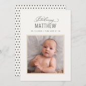 Schönes Skript Einführung in das Birth Foto Ankünd Ankündigung (Vorne/Hinten)