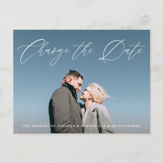 Schönes Skript-Foto Ändern des Datums Ankündigungspostkarte (Vorderseite)