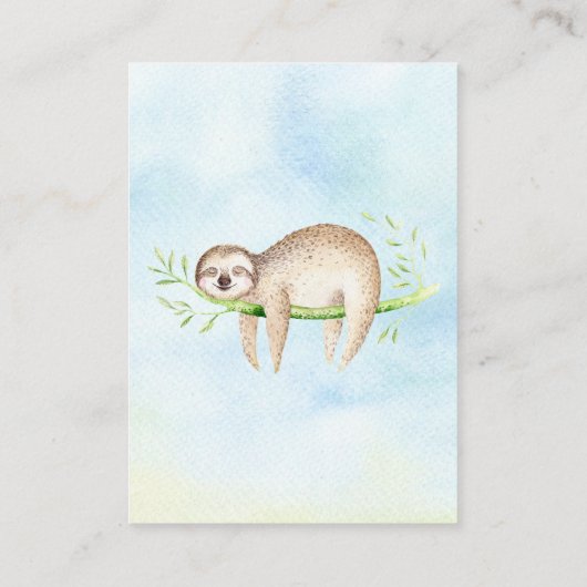 Schönes Sloth Baby Duschgeschenk Display Begleitkarte (Rückseite)