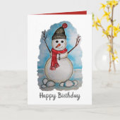 Schönes Snowman-Aquarelldesign Karte (Gelbe Blume)