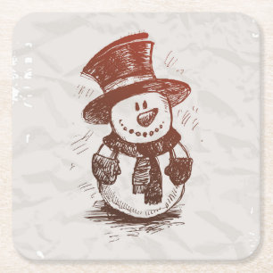 Schönes Snowman Sketch Untersetzer Set